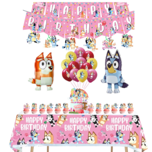 Set Decorativo + Mantel para Cumpleaños Bluey y Bingo